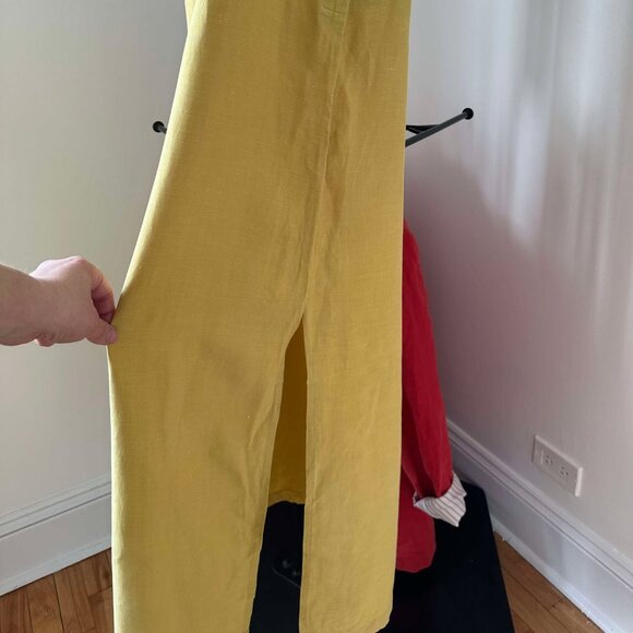 Long yellow silk and linen dress - Picture 7 of 15